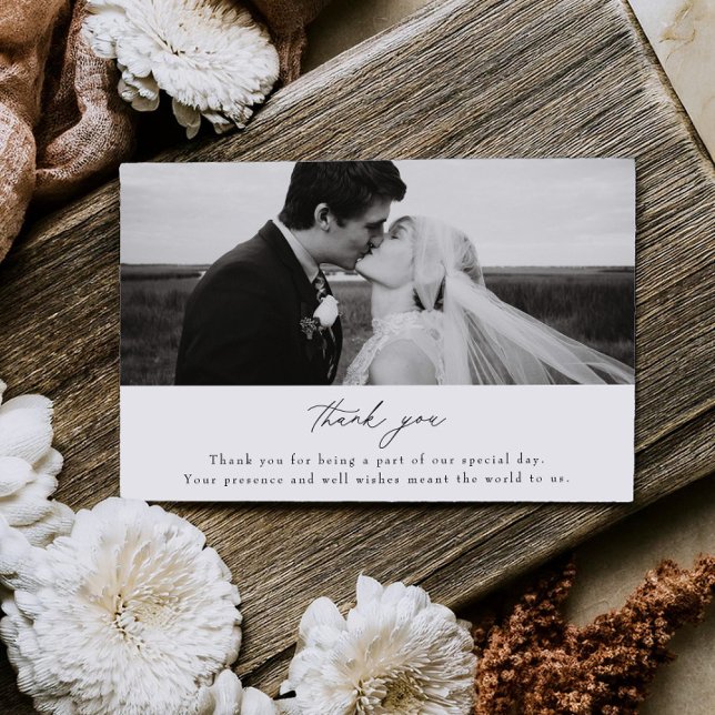Reserve A Data Simple Wedding Photo Thank you Flat Card (Criador carregado)