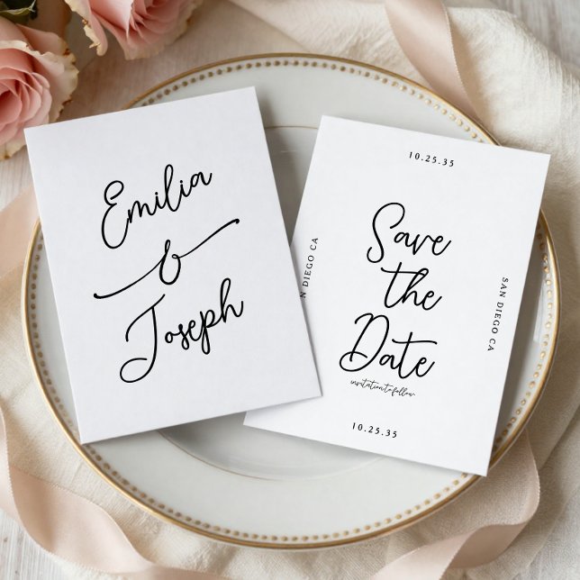 Reserve A Data Simple Whimsical Handwritten Save the Date Wedding (Criador carregado)