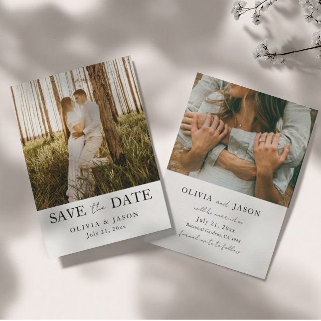 Reserve A Data Simples 2 Fotos Casamento Save the Date  (Criador carregado)