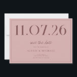Reserve A Data Simples Casamento Chic Sem Foto Salvar A Data<br><div class="desc">Um simples cartão moderno. Personalize este design de cor rosa-rosa para-chic para ter sua data de casamento,  nomes e detalhes.</div>