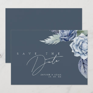 Reserve A Data Simples Casamento de Rosa Azul Pizarra