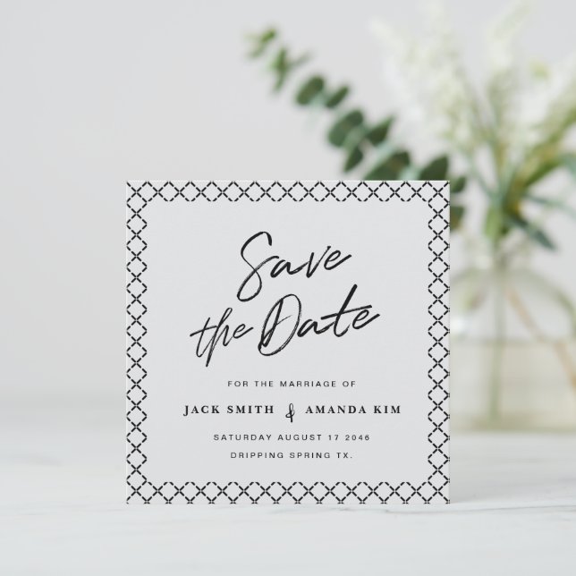 Reserve A Data Simples Casamento de Script mínimo Moderno salve a (Em pé/Frente)