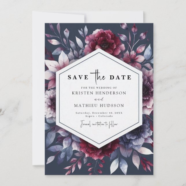 Reserve A Data Simples Casamento Romântico da Borgonha (Frente)