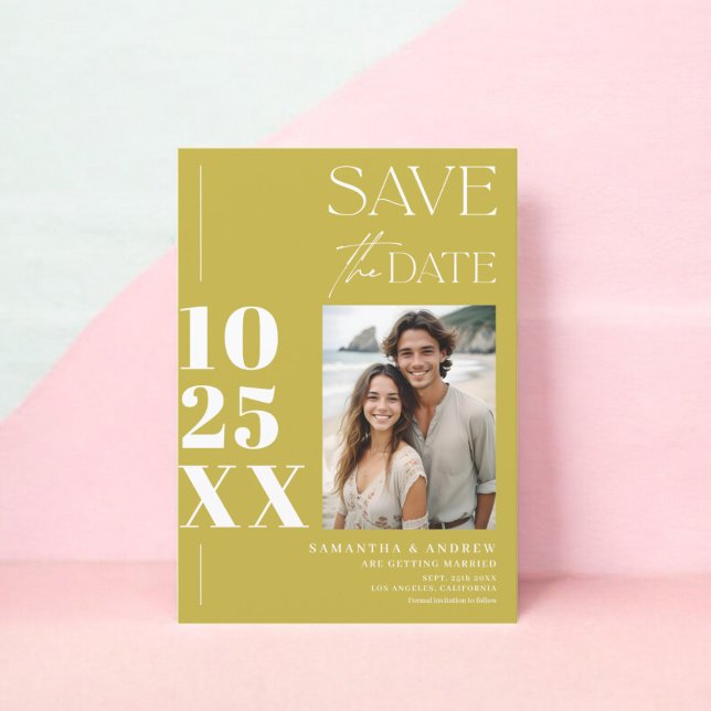 Reserve A Data Simples chic ousado casamento do verde limão de sc (Modern chic simple bold script lime green wedding save the date)