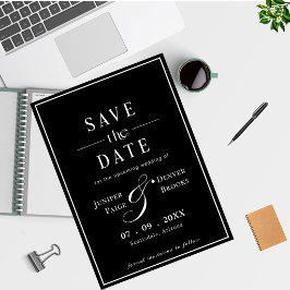Reserve A Data Simples Clássico Moderno Preto Save the Date