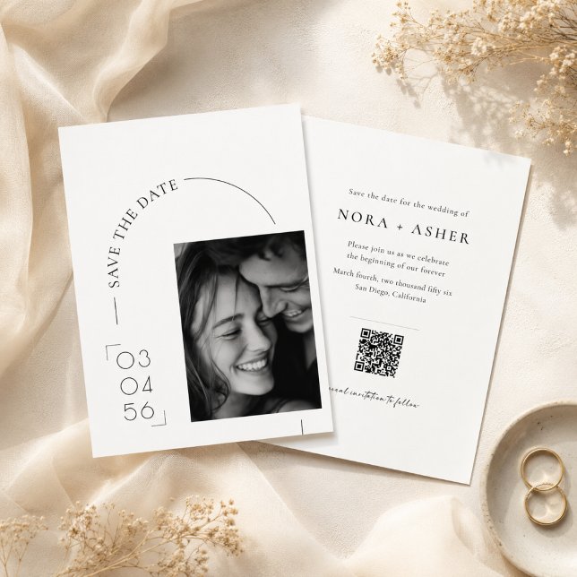 Reserve A Data Simples Data de Casamento com Código QR Moderno Or (Criador carregado)