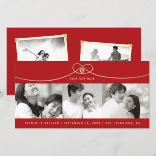 Reserve A Data Simples e Dourado Nó Dupla Felicidade 3 Foto Chinê