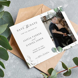 Reserve A Data Simples e elegante casamento de fotos de verde-min