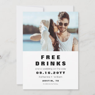 Reserve A Data Simples e Engraçado Bebidas Gratuitas Foto Salve o