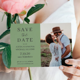 Reserve A Data Simples e personalizado casamento verde de fotos