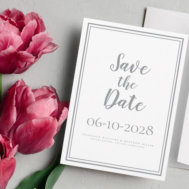 Reserve A Data Simples Elegância Cinza Script Save The Date Casam (Criador carregado)