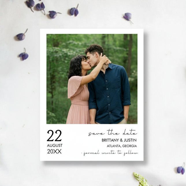 Reserve A Data Simples Elegante Chic Foto Casamento Salve a Data (Simple Elegant Chic Photo Wedding Save the Date)