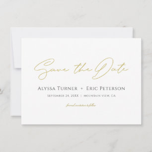 Reserve A Data Simples Elegante Dourado Casamento Moderno Salve a