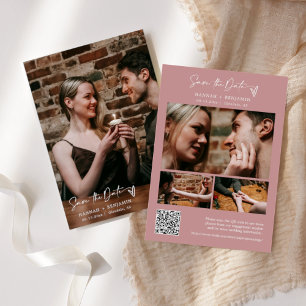 Reserve A Data Simples Elegante Modern Dusty Pink Código QR Foto