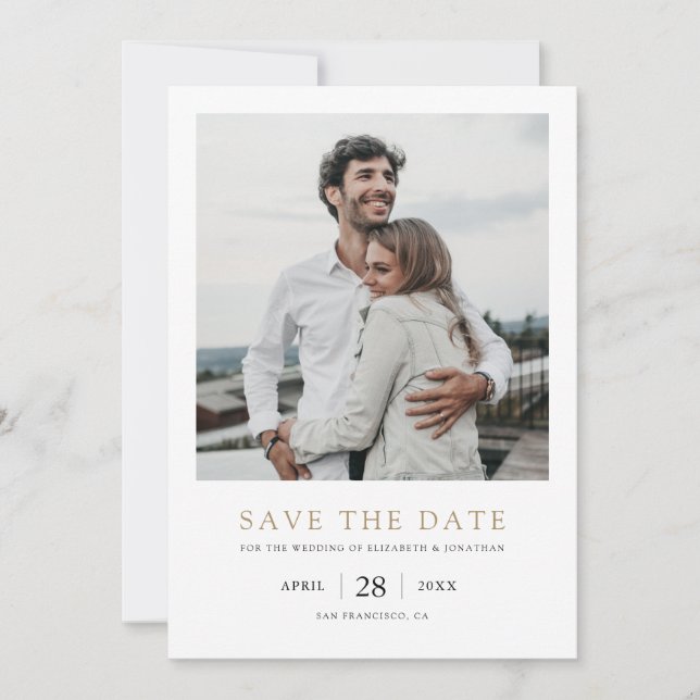 Reserve A Data Simples Elegante Moderno Casamento Multi Foto  (Frente)