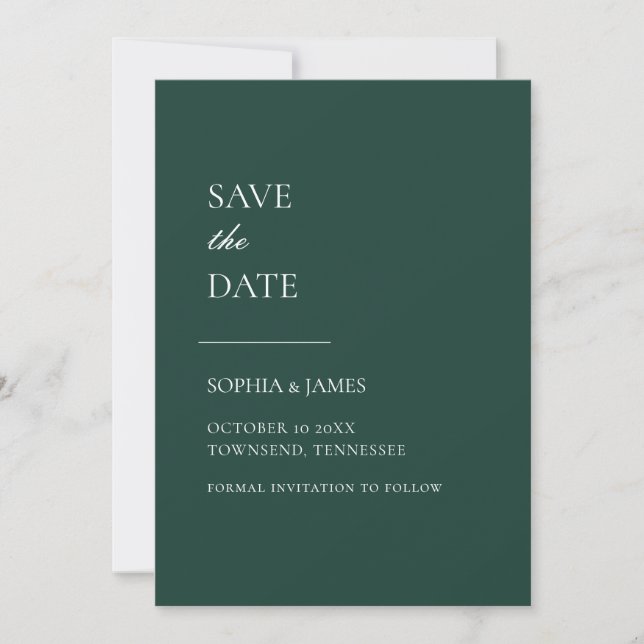 Reserve A Data Simples Emerald Green Typografia Moderna (Frente)