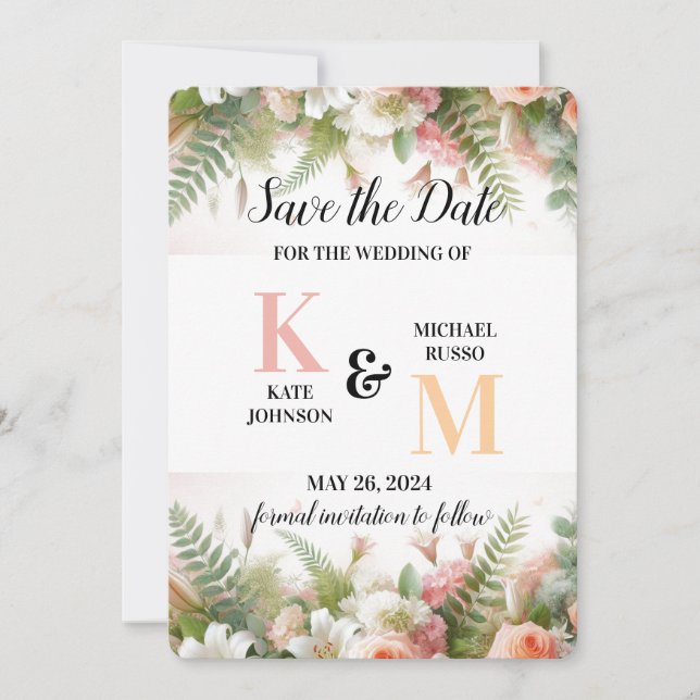 Reserve A Data Simples Floral Pastel (Frente)