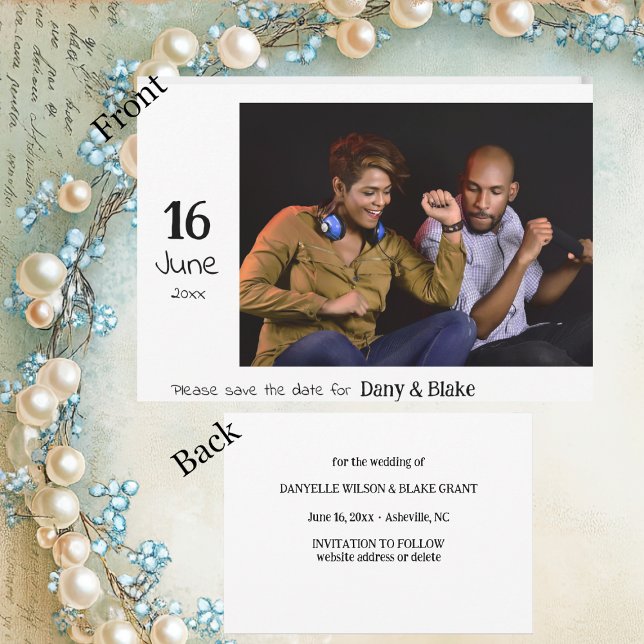 Reserve A Data Simples Foto de Casamento para Salvar a Data (Criador carregado)