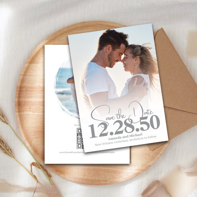 Reserve A Data Simples Foto Salvar Data do Casamento (Save the date photo card with modern typography. )