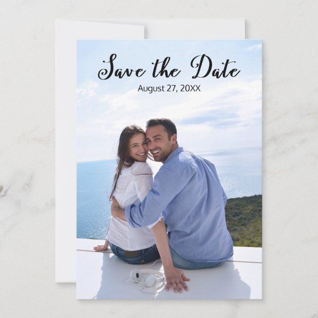 Reserve A Data Simples Foto Vertical Elegante Script-Salve a Data (Frente)