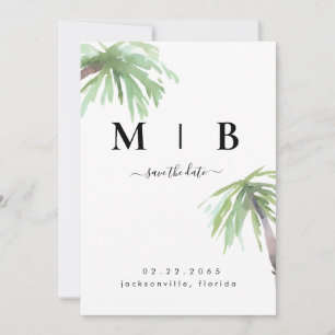 Reserve A Data Simples Iniciais Casamento Tropical Vertical