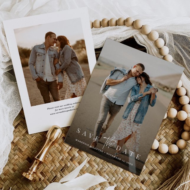 Reserve A Data Simples Moderno Minimalista Duas Fotografias (Criador carregado)