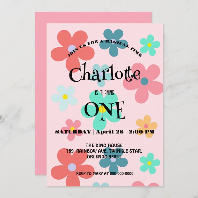 Reserve A Data Simples Moderno - Parte de aniversário das flores  (Frente/Verso)