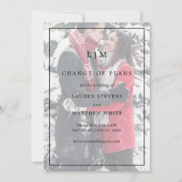 Reserve A Data Simples Monograma Preto e Branco Casamento Elegant