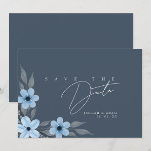 Reserve A Data Simples Opulência Azul Real Floral Casamento Salve