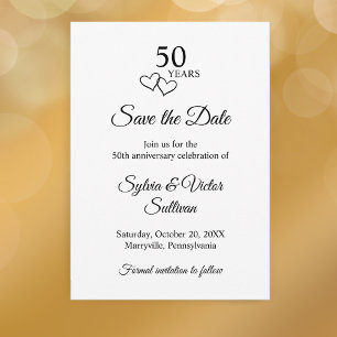 Reserve A Data Simples Preto e Branco 50º Aniversário de Casament