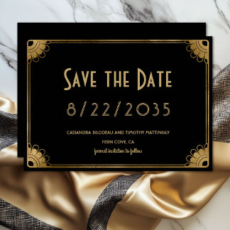 Reserve A Data Simples Save the Date de Casamento Art Déco em Our