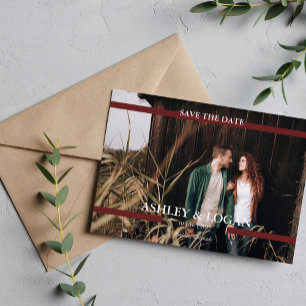 Reserve A Data Simples Save the Date de Casamento Burgundy