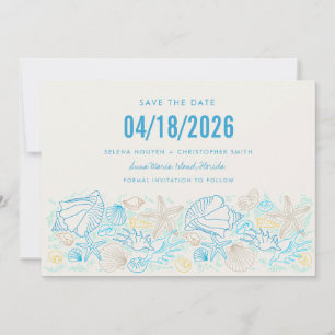 Reserve A Data Simples Seashell Photo Beach Casamento Salve a Dat