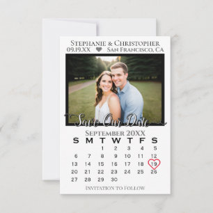 Reserve A Data Simples, Sofisticado e Elegante Calendário e Foto 