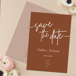Reserve A Data Simples Terracota Boho Botânicos Salvar e Data