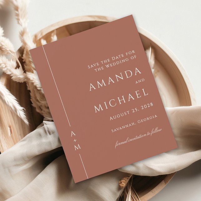 Reserve A Data Simples Terracotta Classic Monograma Salvar a Data (Criador carregado)