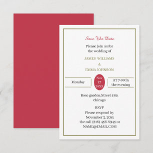 Reserve A Data Simples Vermelho Salvar A Data Personalizada
