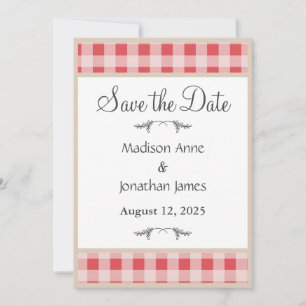 Reserve A Data Simples Xadrez Vermelha Gingham Country Rustic