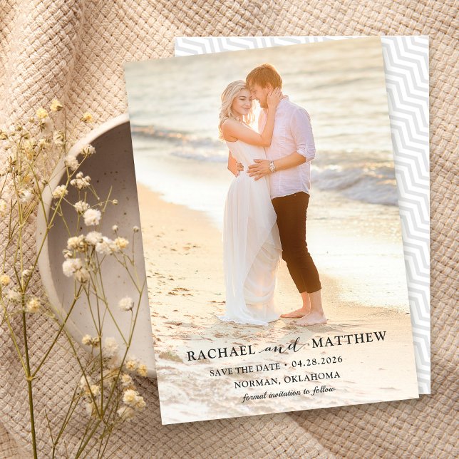 Reserve A Data Simplesmente Na moda Cinza Casamento Salve A Foto  (Criador carregado)