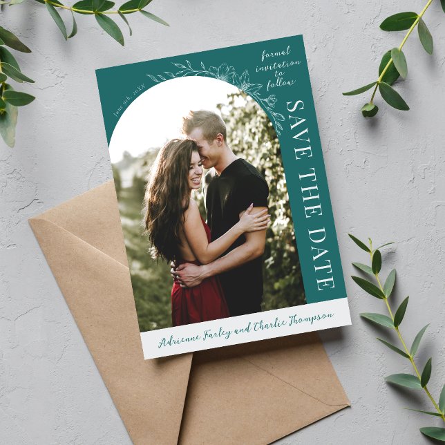 Reserve A Data Simplicidade Floral 1 Teal Save The Date (Criador carregado)