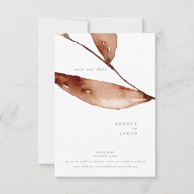 Reserve A Data Simplicidade Folhagem Aquarela Outono (Frente)
