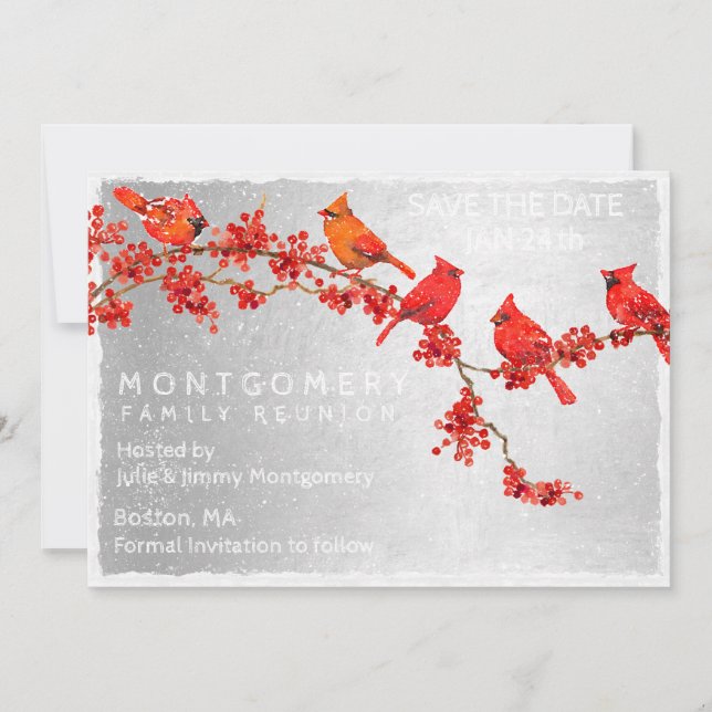 Reserve A Data Sindicato da Família Cardinhos Vermelhos Inverno (Frente)