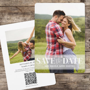 Reserve A Data Site de Código QR de Duas Fotos Simples Minimalist