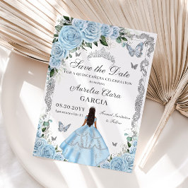 Reserve A Data Sky Blue Floral Princess Gown Sweet 16 QUINCEAÑERA