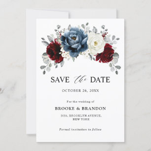Reserve A Data Slate Blue Burgundy White Ivory Floral Casamento