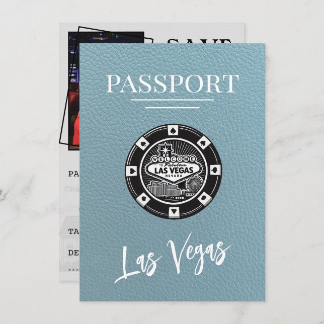 Reserve A Data Slate Blue Las Vegas Passaporte Salvar A Data (Frente/Verso)