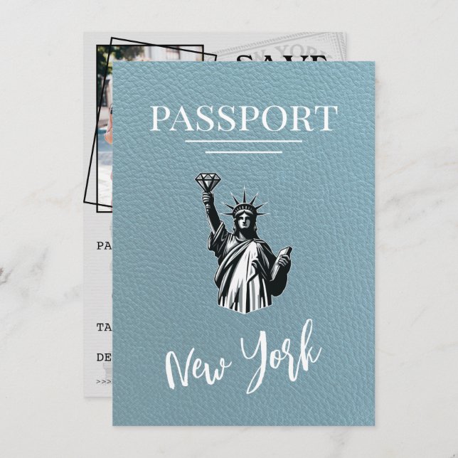 Reserve A Data Slate Blue Nova Iorque Passport Salvar Data (Frente/Verso)