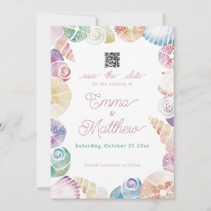 Reserve A Data Sob o Mar Aquarela Caprichosa Foto & QR