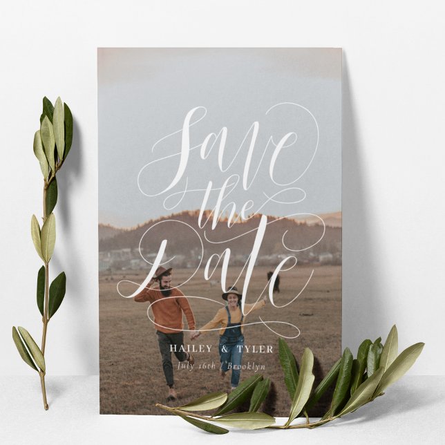 Reserve A Data Sobreposição de Foto Completa com Letreiro à Mão e (Criador carregado)