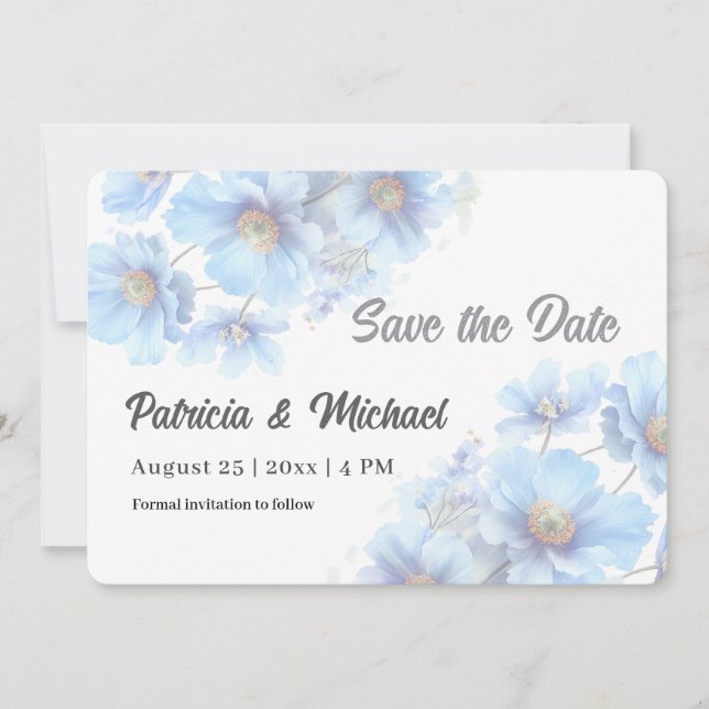Reserve A Data Soft Blue Himalayan Poppy Flower Garden Wedding  (Frente)